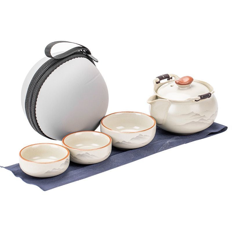 Mivoraa Ru Kiln Travel Teapot (1+3 Cups): Dual-purpose Tea/Coffee, Minimalist Home Use