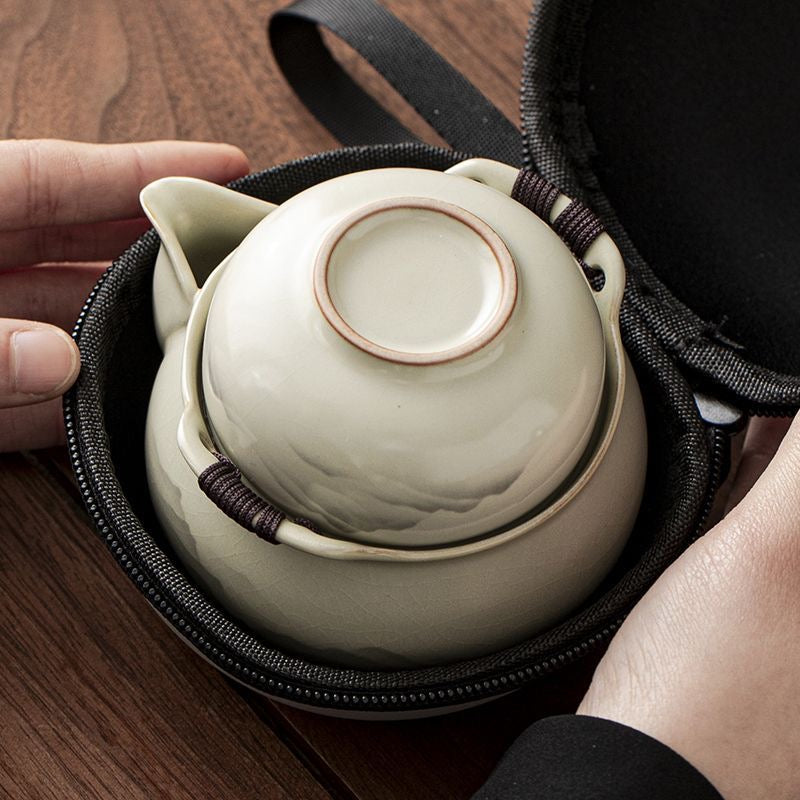 Mivoraa Ru Kiln Travel Teapot (1+3 Cups): Dual-purpose Tea/Coffee, Minimalist Home Use