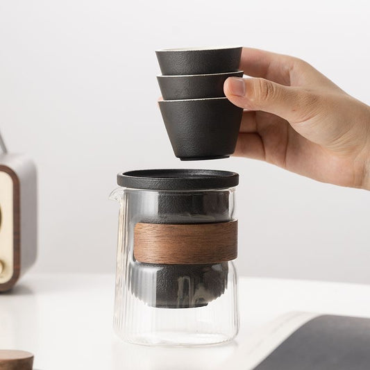 Mivoraa 2-in-1 Minimalist Portable Travel Glass Tea & Coffee Set