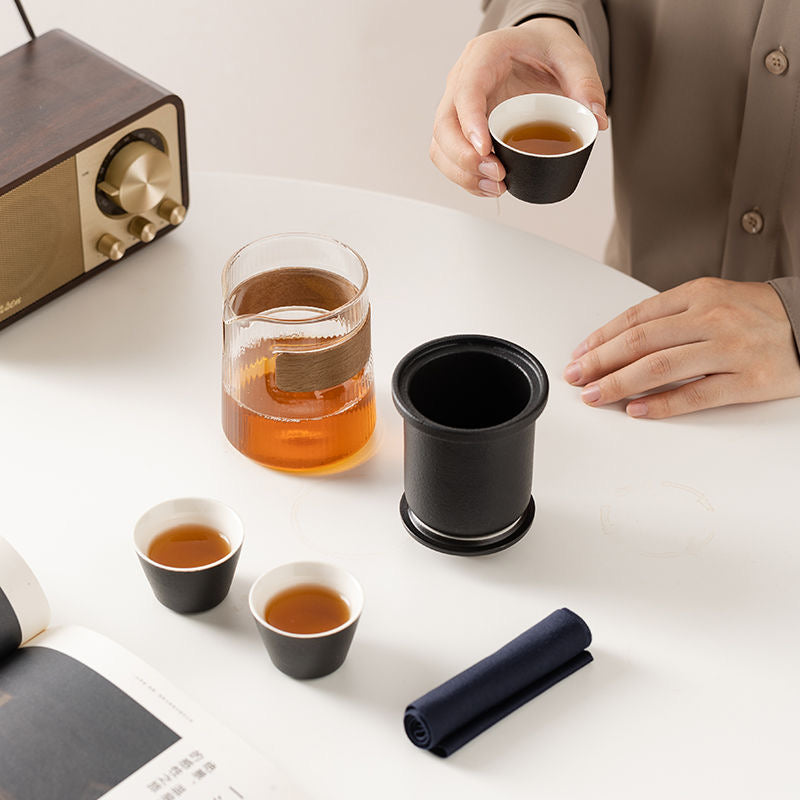Mivoraa 2-in-1 Minimalist Portable Travel Glass Tea & Coffee Set