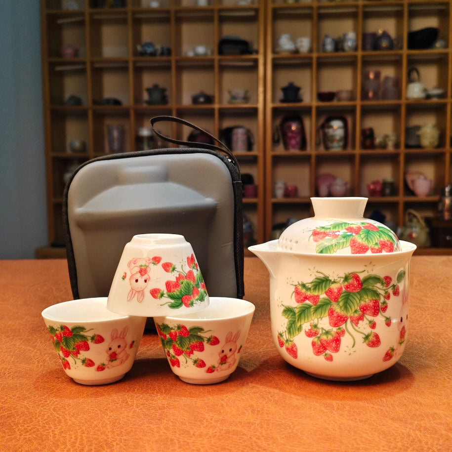 Mivoraa Suet Jade Strawberry Rabbit 2-in-1 Travel Tea & Coffee Set