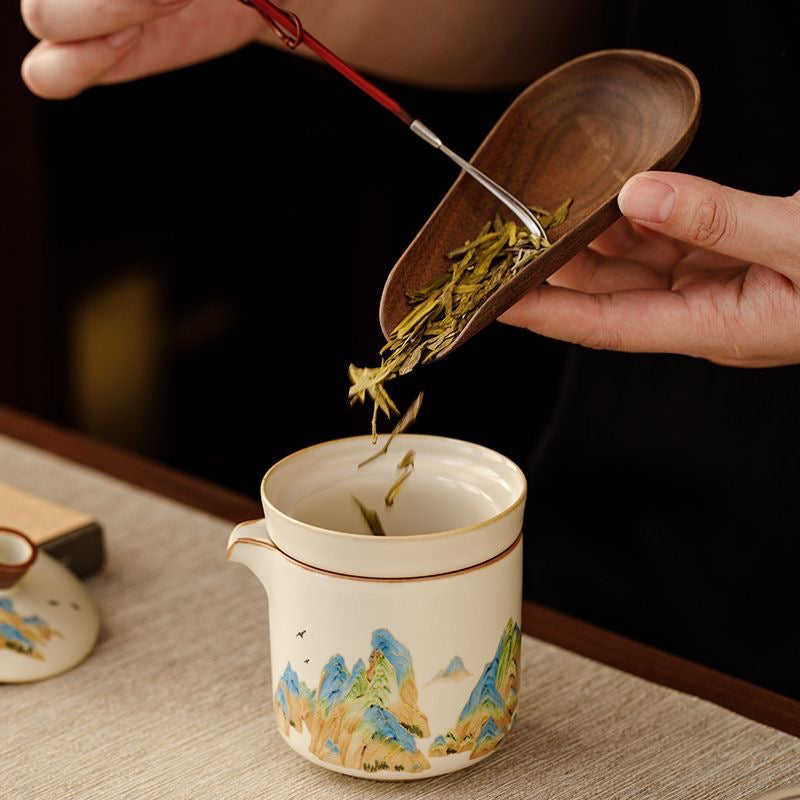 Mivoraa Qianli Jiangshan Ru Kiln Travel Tea Set (1 Teapot + 3 Cups)
